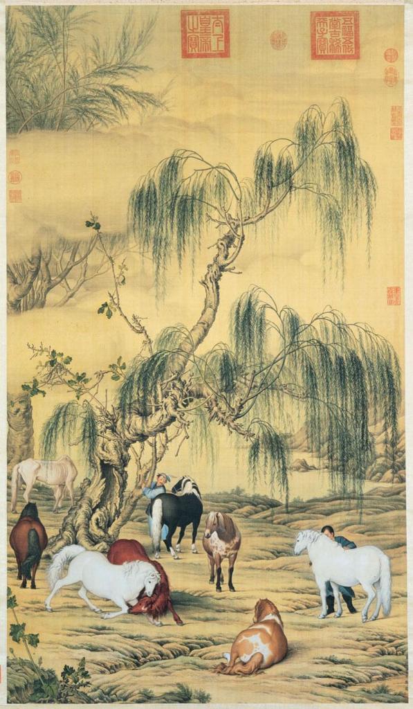 GiuseppeCastiglioneLangShining-Landscape-with-Horses-DateUnknown